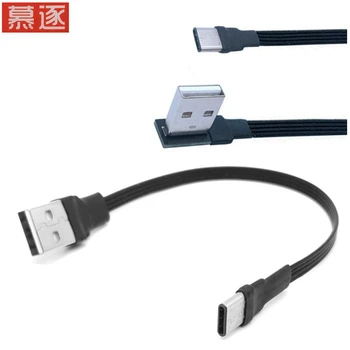 USB uz C Tipa Uzlādes Kabelis Loks 90 Grādu USB C Mikro USB Datu Kabeli, Lai Visiem Viedtālruņu