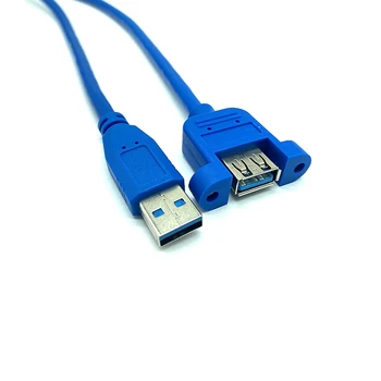 USB3.0 pagarinātāja Kabelis USB 3.0 Kabeli, Sieviešu un Vīriešu Extender Datu Sinhronizācijas neviena Skrūve Panel Mount savienotāji DATORU, Printeri, Cieto Disku