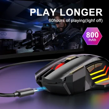 Uzlādējams Bezvadu Peles Datoru Peles Spēlētājs Ergonomisks Spēļu Pele USB Klusums Pelēm Ar Apgaismojumu RGB Mause PC Klēpjdators