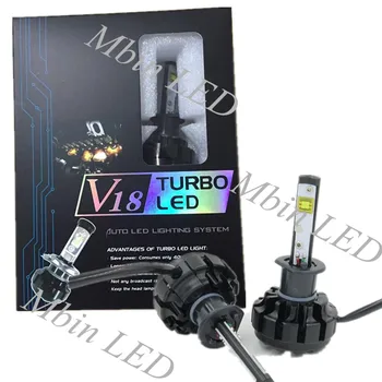 Viens Komplekts V18 Turbo H1/H3/H7/H8/H 11/880/881/9005/HB3/9006/HB4 40W 4800LM Braukšanas Spuldzes Led Auto Lukturu Miglas Lukturi Auto-Stils