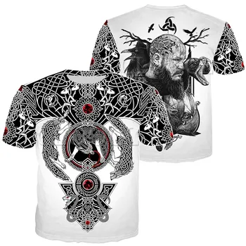 Vikingu Karotājs, Vīriešu, Sieviešu Vikingu Karalis Tetovējums Apdrukas T-krekls 3D Drukāšanas Īsām Piedurknēm Gadījuma Top Poliestera Materiāls ir 2021.