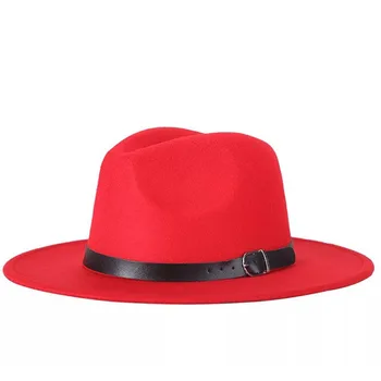 Vīrietis Sievietes Klp Liels Malām Fedora Britu Stila Vintage Vilnas Cepure Džeza Cepures Modes Jostas Rudens Ziemas