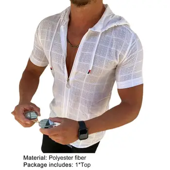 Vīriešiem ar Īsām Piedurknēm T-krekls, Kapuci Rāvējslēdzēju Pleds Print T-krekls ir 2021. Jaunu Vasaras Modes Streetwear Drēbes Skaists Zaudēt Top Krekli