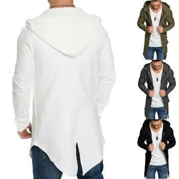 Vīriešu Hoodies Ilgi, Žaketes Mētelis Silts Gadījuma Kapuci Zip Up Uzrakt Mētelis Outwear