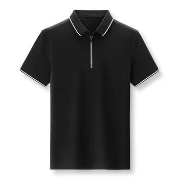 Vīriešu Īsām Piedurknēm T-krekls ir 2021. Vasaras Plānas Classic Rāvējslēdzēju, Atlokiem Biznesa Gadījuma Zīmola Slim Fit Modes vienkrāsainu Topi Vīrietis