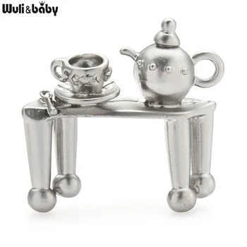 Wuli&bērnu 2-krāsu Tējas Galda Piespraudes Sievietēm Unisex Metāla Kauss Pot Teapoy Puse Gadījuma Broša Pin Dāvanas