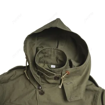 Ww2 ASV armijas zaļā āra M43 jaka, Vējjaka vienotu Tīras kokvilnas Mētelis ar augstu kvalitāti jaunā stila kapuci jaka