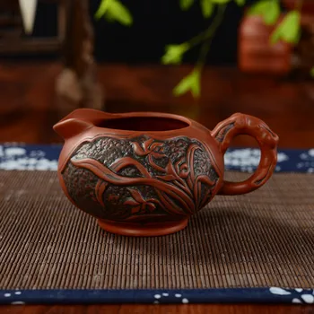 Yixing Zhu Ni Violeta Smilšu Pot Tīrs Roku Neapstrādātu Rūdu Antīko Tējkanna Reljefs Divu krāsu Vintage Teksturētu Pot