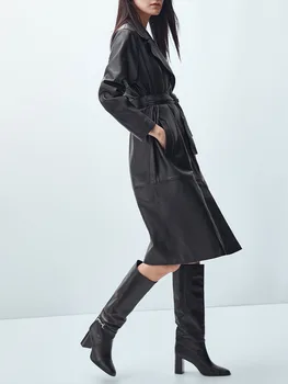 ZA jaunu stilu stilīgu atmosfēru, universāls, atloks ar garām piedurknēm vaļīga tekstūras kabatas, siksnas vējjaka dāmas jaka