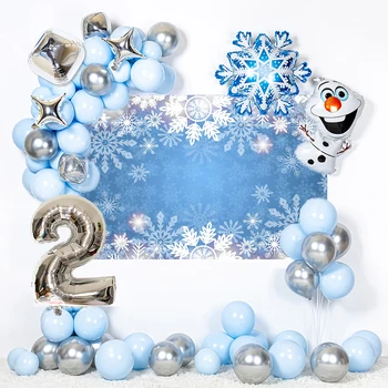 Ziemas Tēma Sniegpārslas Balonu Vainags Arku komplekts Ar Sniega Fona Wonderland Baby Dušas Meitenes, 1. Dzimšanas dienas svinības Dekori