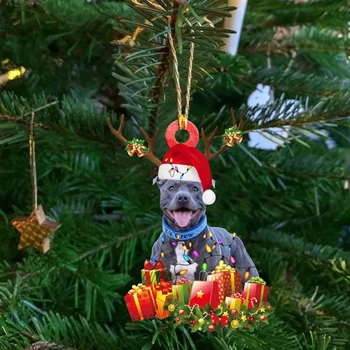 Ziemassvētku Kulons Suņu Koka Rotājumu Dekorēšanai Ziemassvētku Suns Kulons Dekorēšanai Ziemassvētku Kulons
