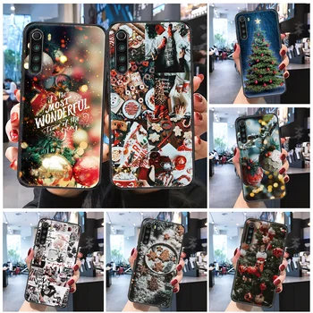 Ziemassvētku Multfilmas koku Phone gadījumā Xiaomi Redmi, Ņemiet vērā, 7 7A 8 8T 9 9A 9S 10 K30 Pro Ultra Matēta melna mākslas apvalks mīksts Etui