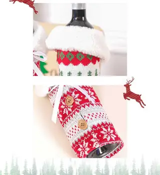 Ziemassvētku Vīna Pudeles Vāciņu Ziemeļvalstu Trikotāžas Elk Sniegpārslas Vīna Pudeles Vāciņu Ziemassvētku Rotājumi Klp Dāvanu Maisu Saimniecības Preces