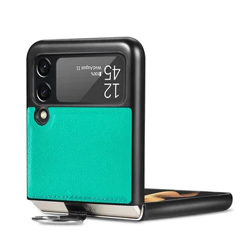 Ādas Gadījumā Samsung Z Flip 3 5 G Tālruņa Aizmugurējo Vāciņu Ar Pirkstu Gredzenu Turētājs Samsung Galaxy Z Flip 3 Triecienizturīgs Aizsargs