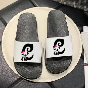 Ērtas Istabas Čības Sieviešu kurpes Alfabēta Panda Slaidi Bieza Platforma, Vannas Sandales neslīdoša filp flops Sieviete Apavi