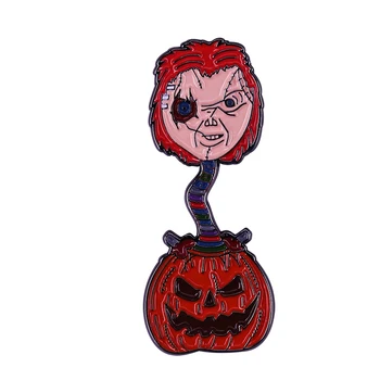 Ļauno Leļļu Chucky Ķirbju Galvas Emaljas Pin Klasisko Šausmu Filmu Bērna Spēlēt Halloween Broša