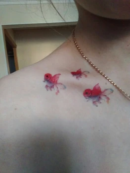 Ūdensnecaurlaidīgus Pagaidu Tetovējums 3D rožu fox zelta zivis, zelta zivtiņa spalvu kaķis puķu meitene, tatto uzlīmes flash tetovējums viltus tetovējumiem 4