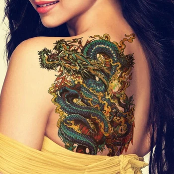 Ūdensnecaurlaidīgus Pagaidu Tetovējumu Uzlīmes liels roku 22*15 cm gold dragon tatto uzlīmes flash tetovējums viltus tetovējumiem tatouage tatuajes