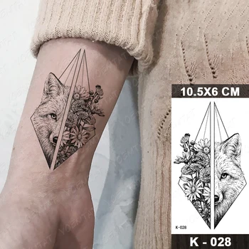 Ūdensnecaurlaidīgus Pagaidu Tetovējumu Uzlīmes Reālistisku 3d Savvaļas Vilku Līniju Ģeometrija Dzīvnieku Flash Tetovējums Viltus Tatto, Lai Body Art Sievietes Vīrieši