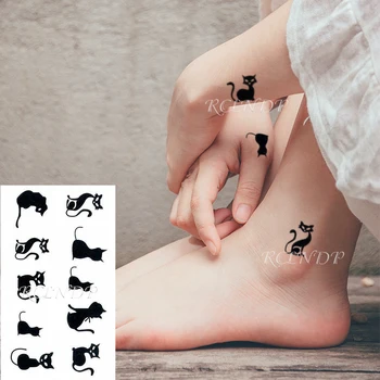 Ūdensnecaurlaidīgus Pagaidu Tetovējumu Uzlīmes, Kaķis, Lapsa, Dzīvnieku Viltus Tatto Flash Tetovējums, Kakla, Roku, Muguras Kājām Plecu Bērniem Sievietēm Vīriešiem