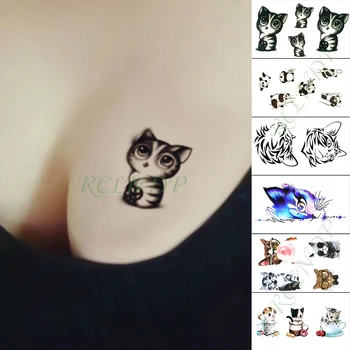 Ūdensnecaurlaidīgus Pagaidu Tetovējumu Uzlīmes Jauki Kaķis Lielas Acis Kaķi Viltus Tatto Pirkstu, Roku, Roku, Kāju Flash Tetovējums, par Kazlēnu, Meitenes Vīrieši Sievietes