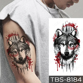 Ūdensnecaurlaidīgus Pagaidu Tetovējumu Uzlīmes Vilks Tīģeris, Lauva Totem Flash Dragon Tetovējumiem Body Art Rokas Ūdens Nodošanu Viltus Tetovējums Sievietes Vīrieši