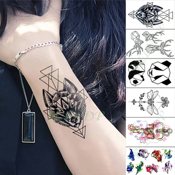 Ūdensnecaurlaidīgus Pagaidu Tetovējumu Uzlīmes galvaskauss, pūķis, čūska, lapsa, suns, dzīvnieku tatto flash tetovējums viltus tetovējumiem vīrieši sievietes dāma