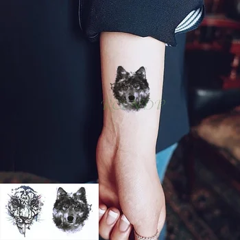 Ūdensnecaurlaidīgus Pagaidu Tetovējumu Uzlīmes Vilks Tiger Pegarina Lobo Vadītājs Tetovējums Flash Tatto Viltus Tatoos Body Art Tatouage Vīriešiem Sievietēm