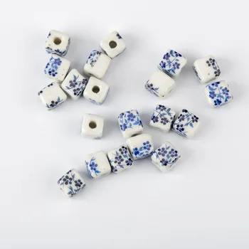7# 40pcs Kvadrāta Formas Ziedu Ķīnas Keramikas krelles, krelles, rotas auskari pieņemšanas Kvalitātes Keramikas krelles #A113B