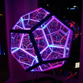 Dodecahedron Krāsu Gaismas Mākslas USB Izsmalcinātu Atdzist Bezgalīgs Krāsu Mākslas Lampas Interjera Fona Gaismas Ziemassvētku Rotājumi