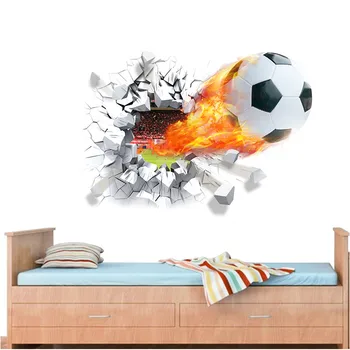 Futbols futbola Apdedzinot Futbola Broken sienas uzlīmes, TV fona Noņemams dzīvojamā istaba guļamistaba sienas uzlīmes zēniem telpu dekorēšana