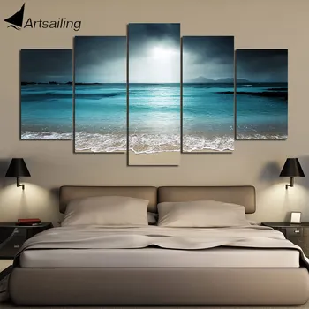 HD Drukāt Moduļu krāsošana pludmales okeāna jūras Glezniecības Audekls istabas dekori izdrukāt plakātu ainava attēlu audekls Artsailing ny-4517