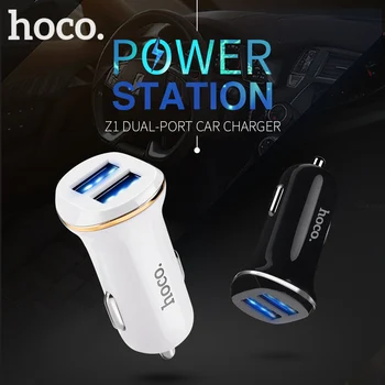 HOCO Automašīnas Lādētājs Komplekta Kopa ar Kabeļa Mikro USB Kabeli Dubultā Ostas iPhone iPad, Samsung Xiaomi Uzlādes Adapteris 2 USB 2.1