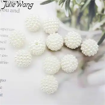 Julie Wang 100GAB ABS Sveķu Bumbu Krelles Baltas Mākslīgas Pērles Distances Krelles, Rokassprādze, Kaklarota, Auskari Piederumu, Rotaslietu izgatavošana