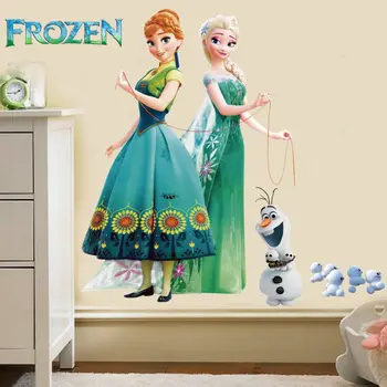 Karikatūra diy saldēti princese Elza Anna sienas uzlīmes meitene Bērnu istabas fona dekorēšana noņemams kids guļamistaba plakātu decal