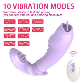 Tālvadības pults Valkājamas Dildo Biksītes Vibrators Sievietes Klitora Stimulators Mēles Laiza G Spot Seksa Rotaļlieta Sievietēm, Pāriem 18
