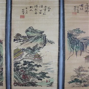 Ķīnas Kaligrāfijas Gleznas Scrolls Ķīniešu Glezniecības Vintage Tradicionālā Ķīniešu Glezniecība Ilgi, Ritiniet Četru Ekrāns
